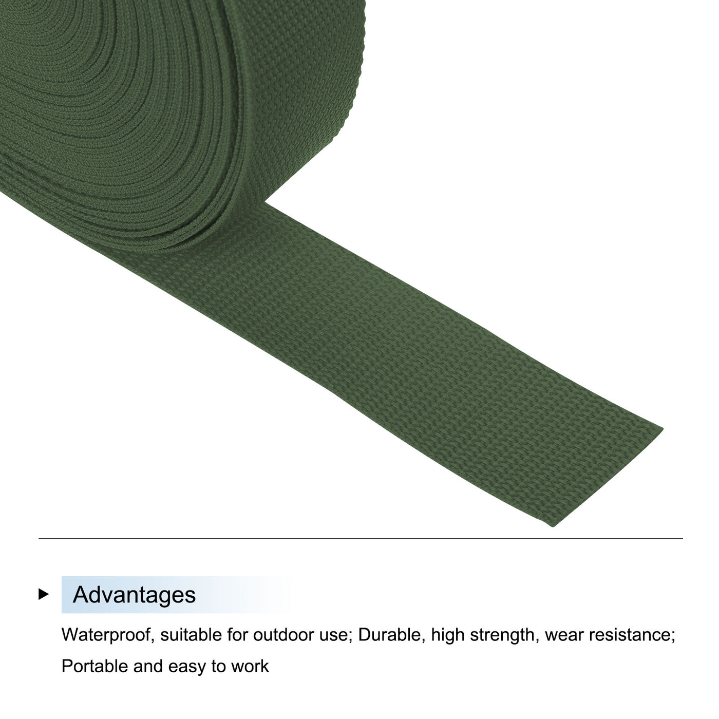 Harfington Lightweight Polypropylene Webbing Strap 1 1/2" 25 Yard Backpack Strapping Band Army Green for Outdoor Luggage Cargo Straps