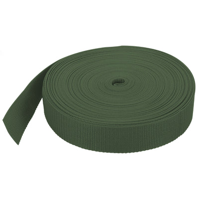 Harfington Lightweight Polypropylene Webbing Strap 1 1/2" 25 Yard Backpack Strapping Band Army Green for Outdoor Luggage Cargo Straps