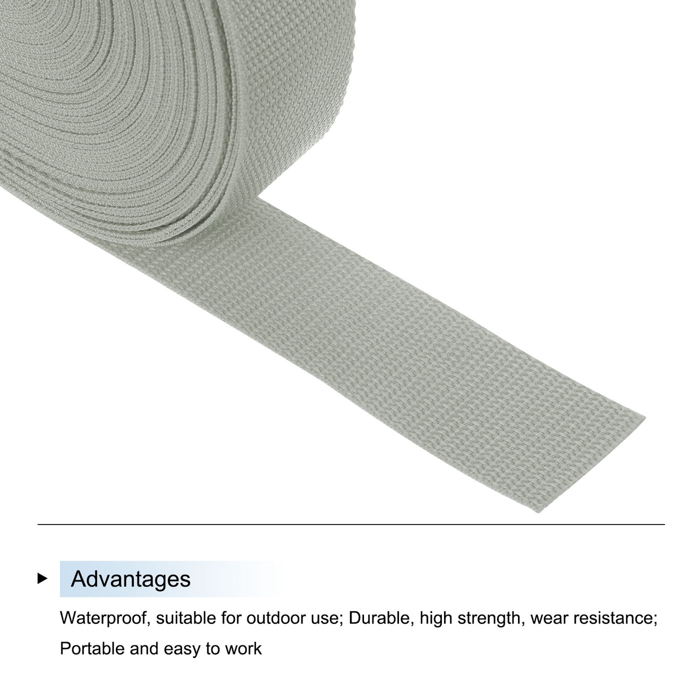 Harfington Lightweight Polypropylene Webbing Strap 1 1/2" 25 Yard Backpack Strapping Band Pale Grey for Outdoor Luggage Cargo Straps