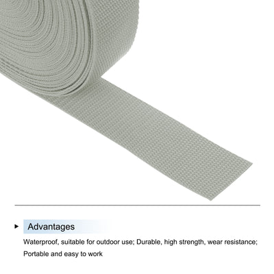 Harfington Lightweight Polypropylene Webbing Strap 1 1/2" 25 Yard Backpack Strapping Band Pale Grey for Outdoor Luggage Cargo Straps