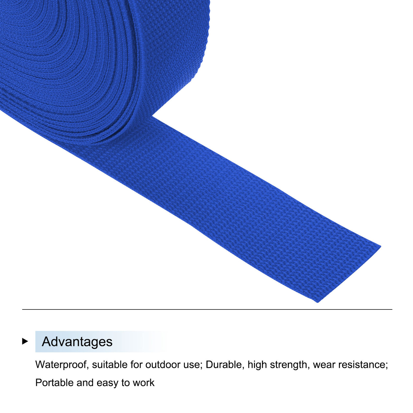 Harfington Lightweight Polypropylene Webbing Strap 1 1/2" 25 Yard Backpack Strapping Band Blue for Outdoor Luggage Cargo Straps