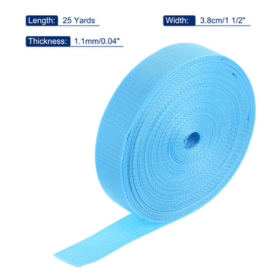 Harfington Lightweight Polypropylene Webbing Strap 1 1/2" 25 Yard Backpack Strapping Band Aquamarine Blue for Outdoor Luggage Cargo Straps