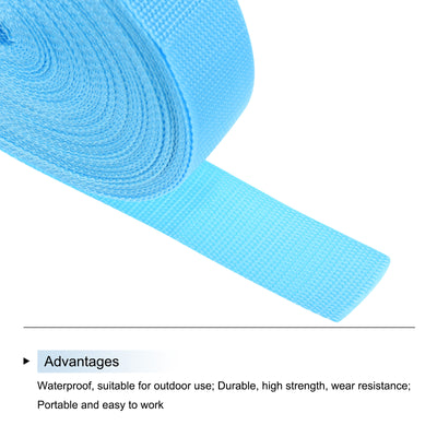 Harfington Lightweight Polypropylene Webbing Strap 1 1/2" 25 Yard Backpack Strapping Band Aquamarine Blue for Outdoor Luggage Cargo Straps