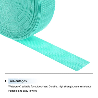 Harfington Lightweight Polypropylene Webbing Strap 1 1/2" 25 Yard Backpack Strapping Band Turquoise Green for Outdoor Luggage Cargo Straps