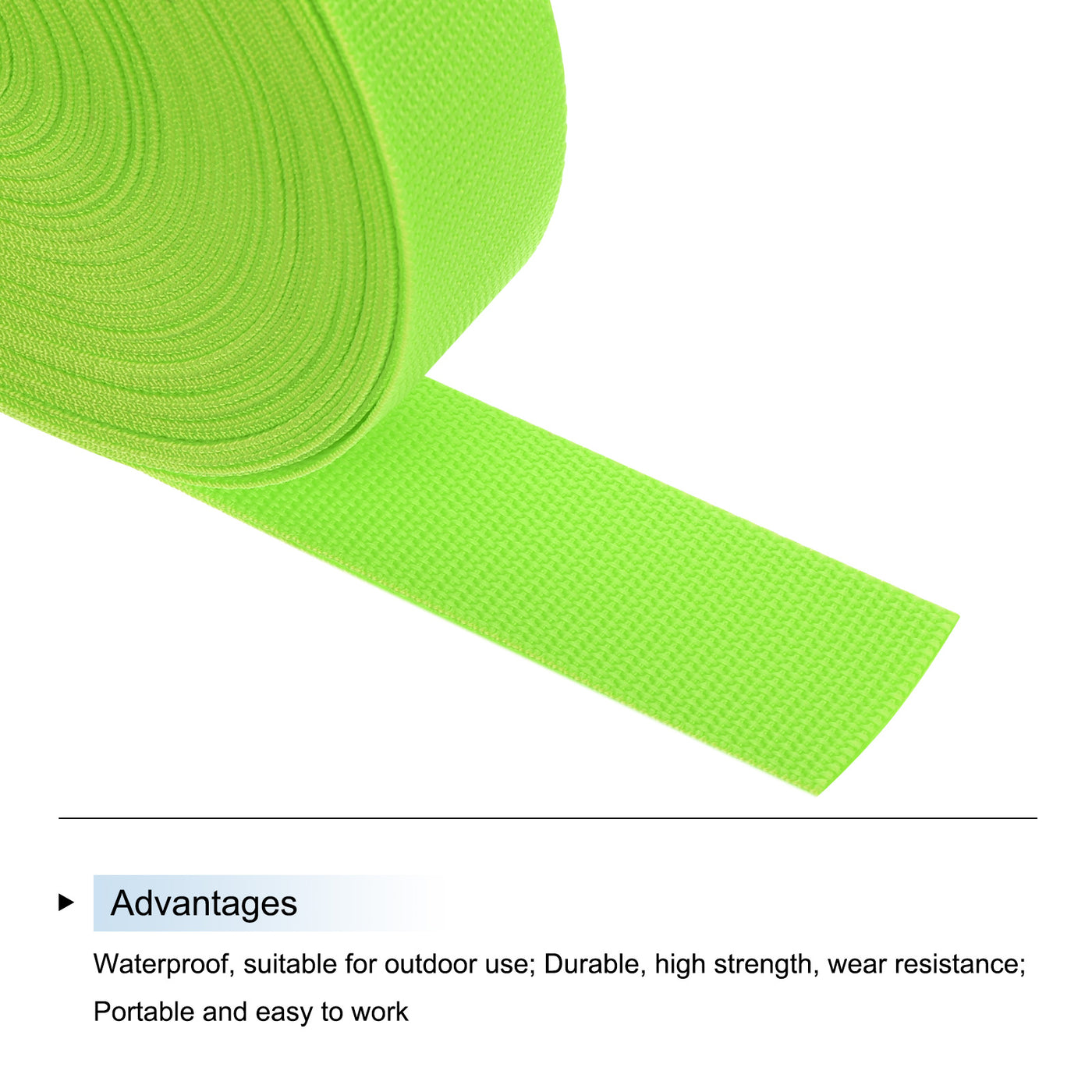 Harfington Lightweight Polypropylene Webbing Strap 1 1/2" 25 Yard Backpack Strapping Band Lime Green for Outdoor Luggage Cargo Straps