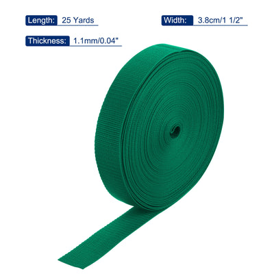 Harfington Lightweight Polypropylene Webbing Strap 1 1/2" 25 Yard Backpack Strapping Band Green for Outdoor Luggage Cargo Straps