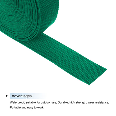 Harfington Lightweight Polypropylene Webbing Strap 1 1/2" 25 Yard Backpack Strapping Band Green for Outdoor Luggage Cargo Straps