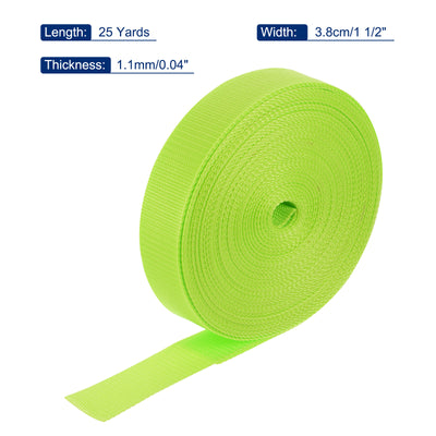 Harfington Lightweight Polypropylene Webbing Strap 1 1/2" 25 Yard Backpack Strapping Band Yellowish Green for Outdoor Luggage Cargo Straps