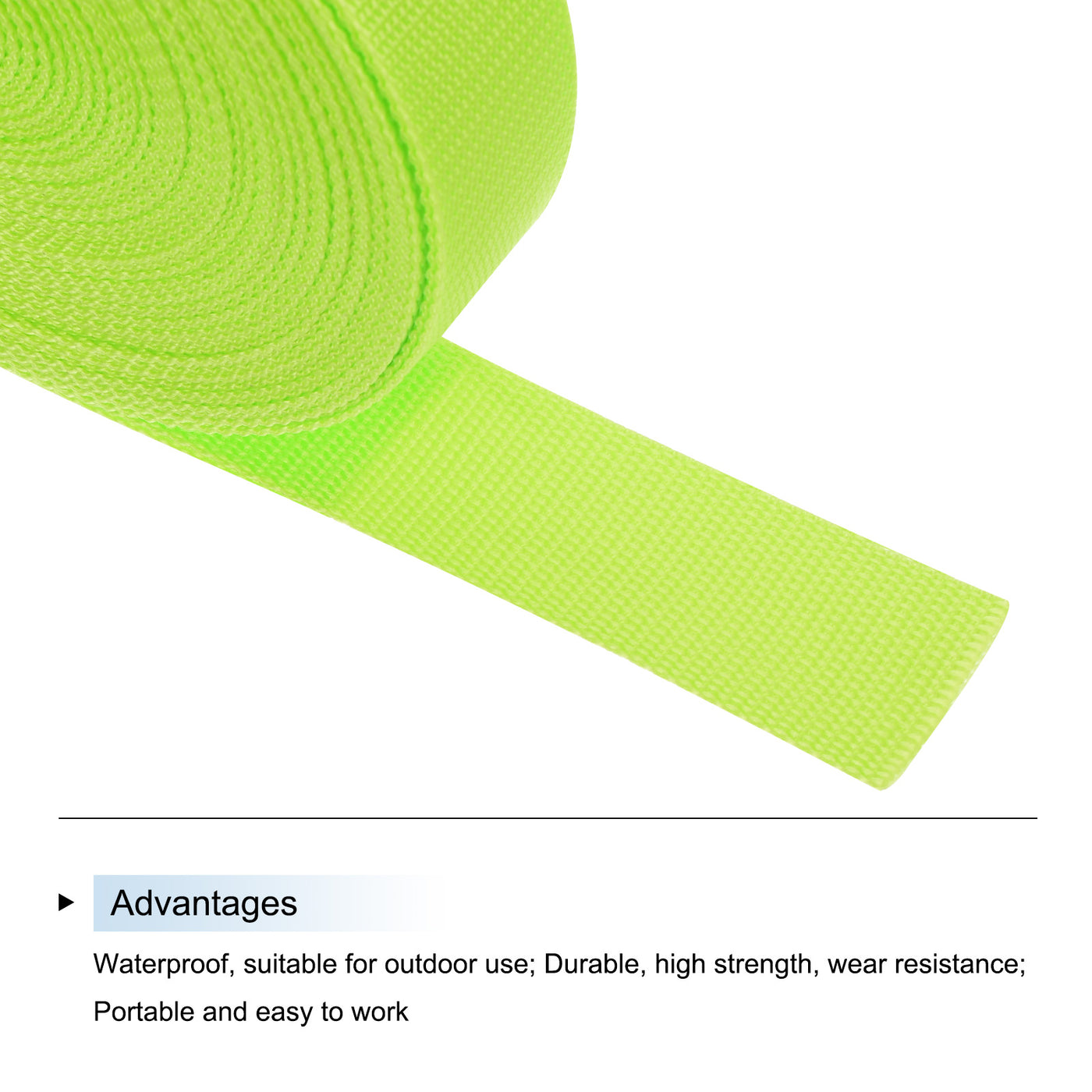 Harfington Lightweight Polypropylene Webbing Strap 1 1/2" 25 Yard Backpack Strapping Band Yellowish Green for Outdoor Luggage Cargo Straps