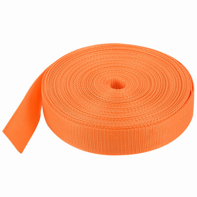 Harfington Lightweight Polypropylene Webbing Strap 1 1/2" 25 Yard Backpack Strapping Band Light Orange for Outdoor Luggage Cargo Straps