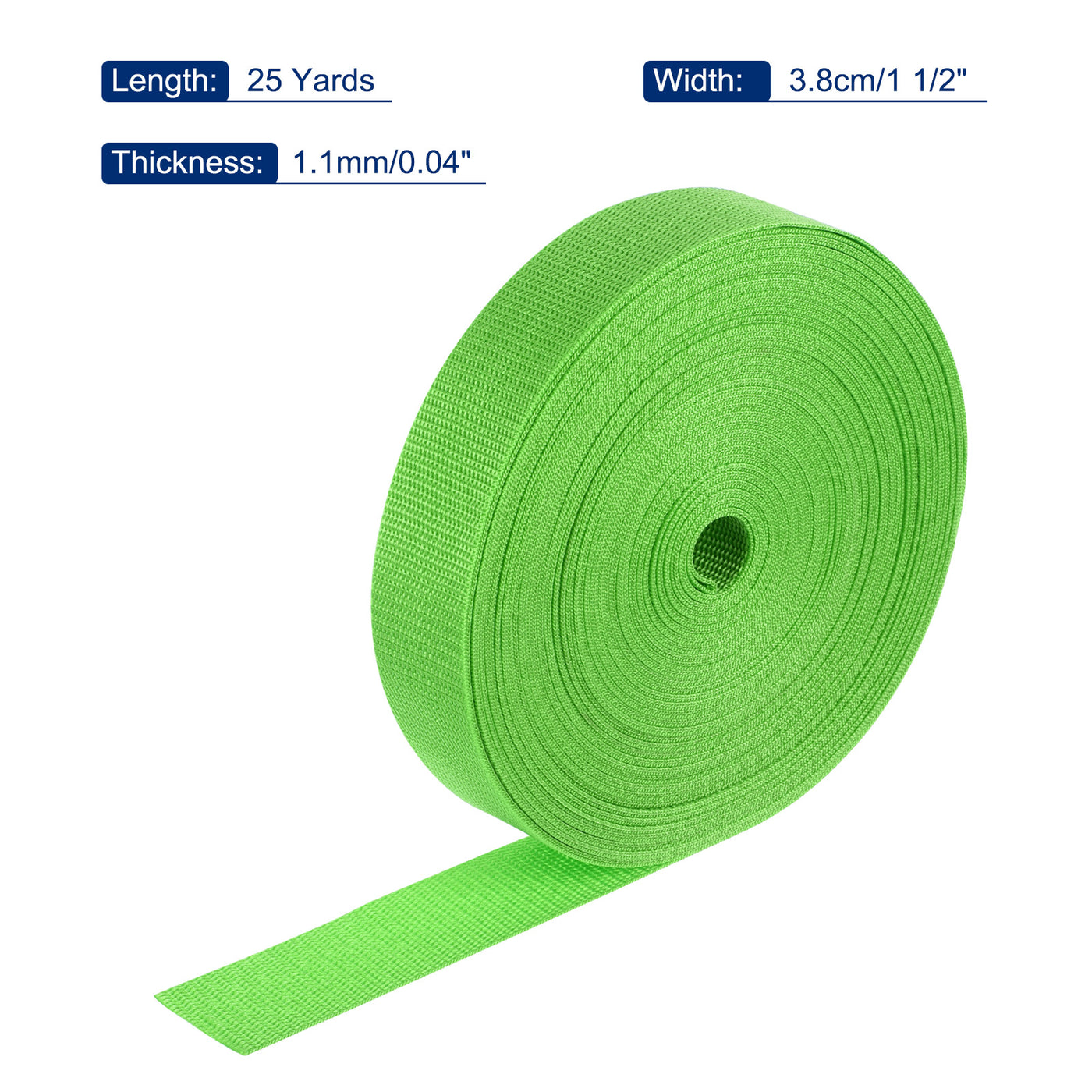 Harfington Lightweight Polypropylene Webbing Strap 1 1/2" 25 Yard Backpack Strapping Band Light Green for Outdoor Luggage Cargo Straps