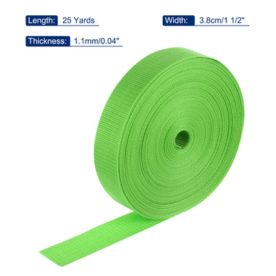 Harfington Lightweight Polypropylene Webbing Strap 1 1/2" 25 Yard Backpack Strapping Band Light Green for Outdoor Luggage Cargo Straps