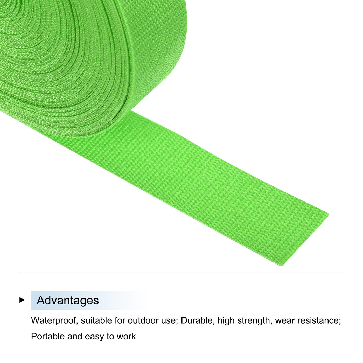 Harfington Lightweight Polypropylene Webbing Strap 1 1/2" 25 Yard Backpack Strapping Band Light Green for Outdoor Luggage Cargo Straps