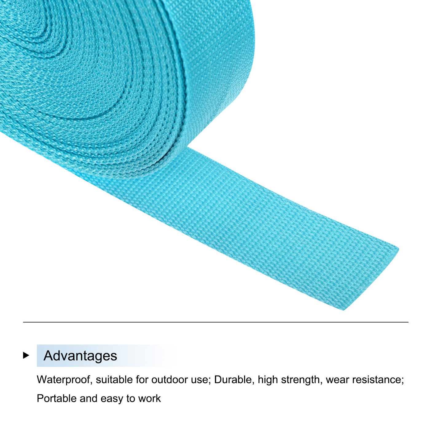 Harfington Lightweight Polypropylene Webbing Strap 1 1/2" 25 Yard Backpack Strapping Band Light Blue for Outdoor Luggage Cargo Straps