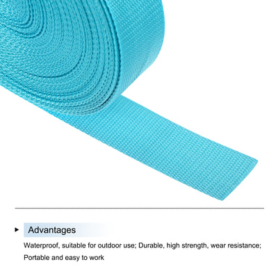 Harfington Lightweight Polypropylene Webbing Strap 1 1/2" 25 Yard Backpack Strapping Band Light Blue for Outdoor Luggage Cargo Straps