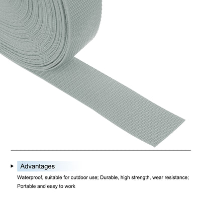 Harfington Lightweight Polypropylene Webbing Strap 1 1/2" 25 Yard Backpack Strapping Band Light Grey for Outdoor Luggage Cargo Straps