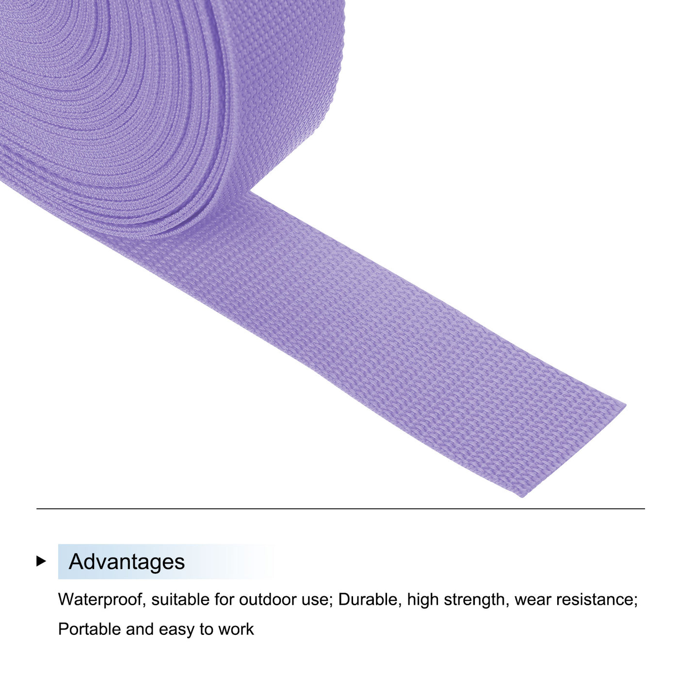 Harfington Lightweight Polypropylene Webbing Strap 1 1/2" 25 Yard Backpack Strapping Band Lavender Purple for Outdoor Luggage Cargo Straps