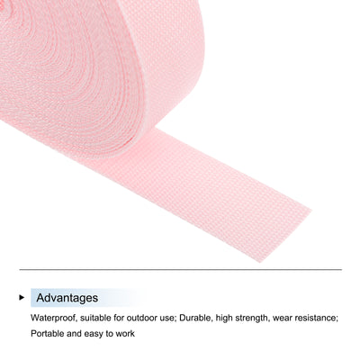 Harfington Lightweight Polypropylene Webbing Strap 1 1/2" 25 Yard Backpack Strapping Band Light Pink for Outdoor Luggage Cargo Straps