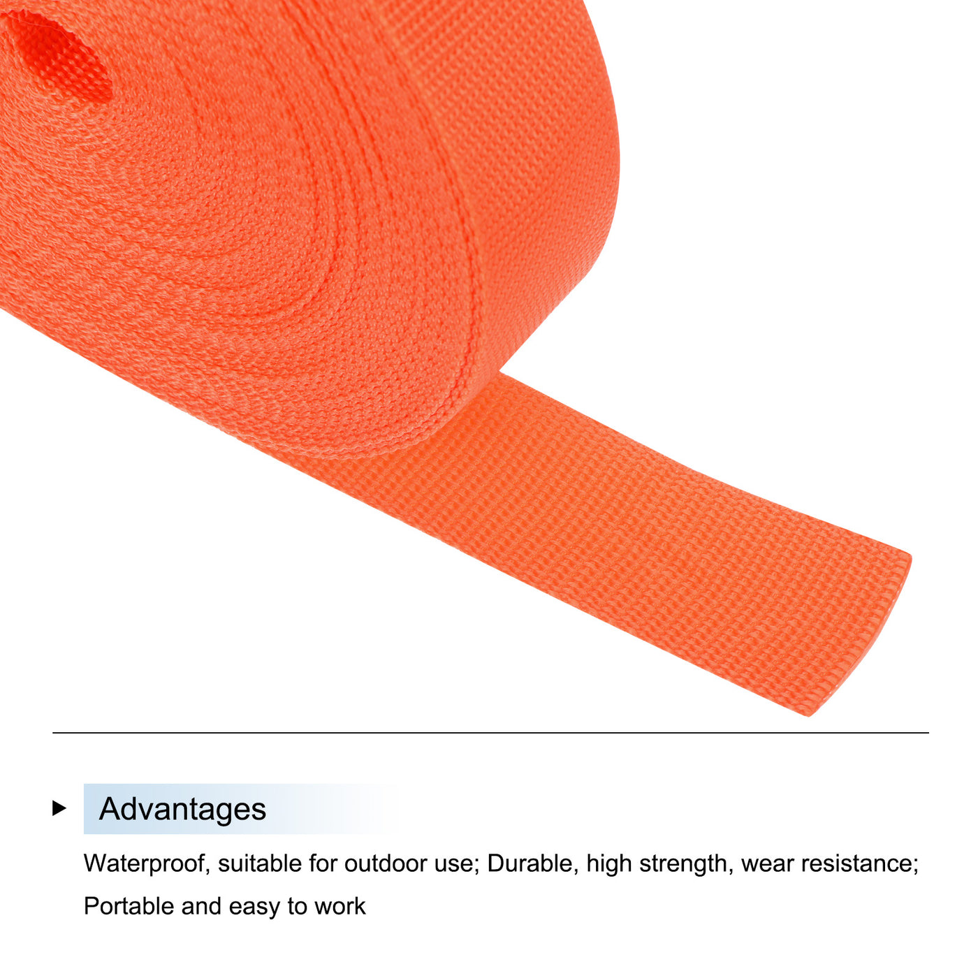 Harfington Lightweight Polypropylene Webbing Strap 1 1/2" 25 Yard Backpack Strapping Band Orange for Outdoor Luggage Cargo Straps