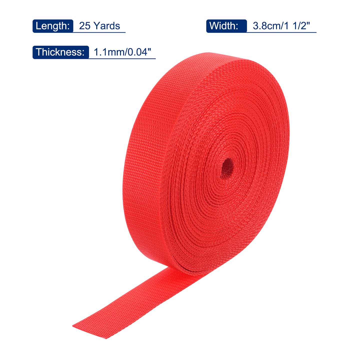 Harfington Lightweight Polypropylene Webbing Strap 1 1/2" 25 Yard Backpack Strapping Band Orange Red for Outdoor Luggage Cargo Straps