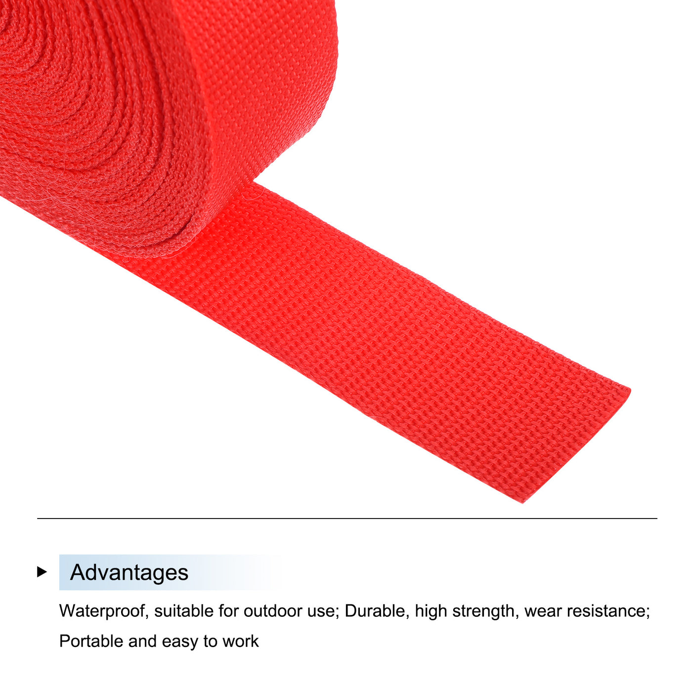 Harfington Lightweight Polypropylene Webbing Strap 1 1/2" 25 Yard Backpack Strapping Band Orange Red for Outdoor Luggage Cargo Straps