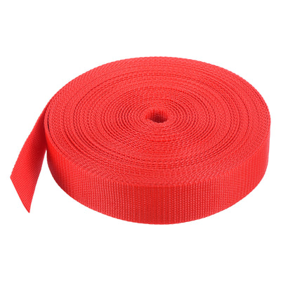 Harfington Lightweight Polypropylene Webbing Strap 1 1/2" 25 Yard Backpack Strapping Band Orange Red for Outdoor Luggage Cargo Straps