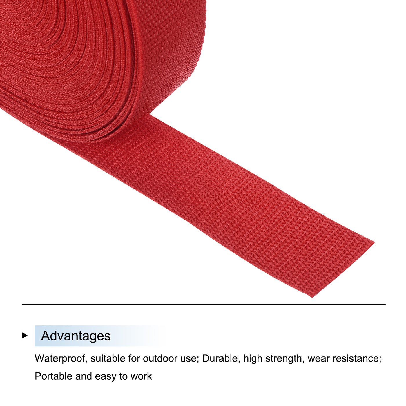 Harfington Lightweight Polypropylene Webbing Strap 1 1/2" 25 Yard Backpack Strapping Band Red for Outdoor Luggage Cargo Straps