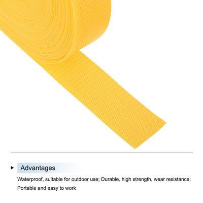 Harfington Lightweight Polypropylene Webbing Strap 1 1/2" 25 Yard Backpack Strapping Band Lemon Yellow for Outdoor Luggage Cargo Straps