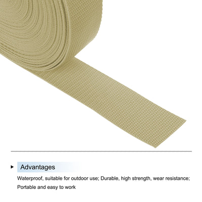 Harfington Lightweight Polypropylene Webbing Strap 1 1/2" 25 Yard Backpack Strapping Band Light Khaki for Outdoor Luggage Cargo Straps