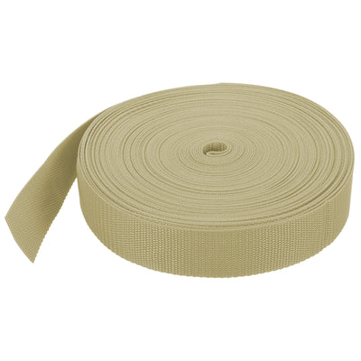 Harfington Lightweight Polypropylene Webbing Strap 1 1/2" 25 Yard Backpack Strapping Band Light Khaki for Outdoor Luggage Cargo Straps