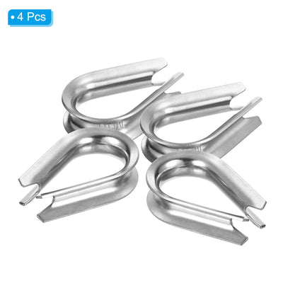 Harfington 10mm 3/8 Inch Wire Rope Thimble 4Pcs Cable Thimbles 304 Stainless Steel for Boat