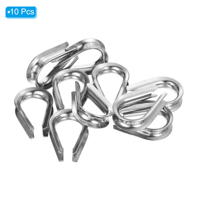 Harfington 10mm 3/8 Inch Wire Rope Thimble 10Pcs Cable Thimble 304 Stainless Steel for Boat