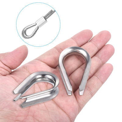 Harfington 10mm 3/8 Inch Wire Rope Thimble 10Pcs Cable Thimble 304 Stainless Steel for Boat