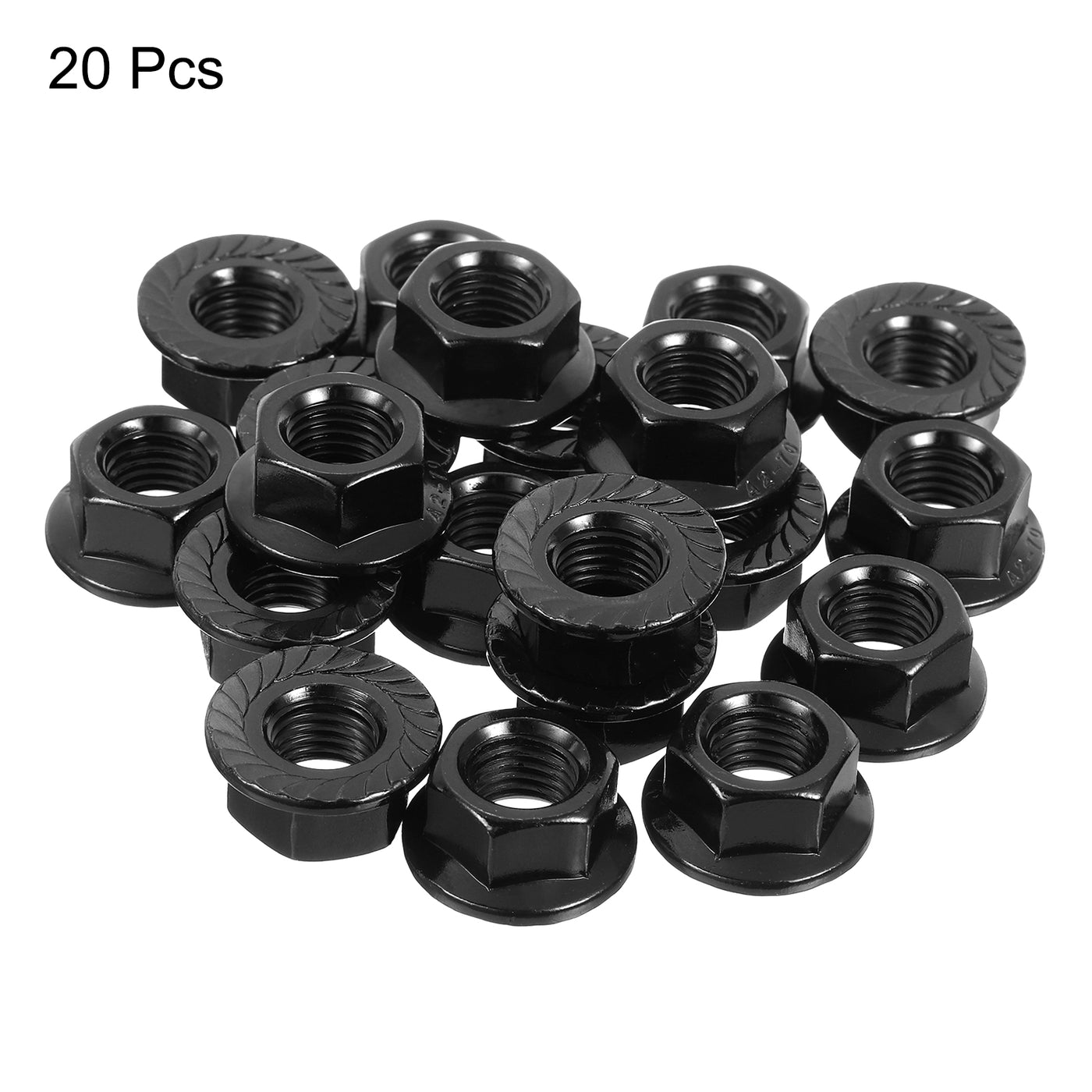 uxcell Uxcell M10x1.25mm Serrated Flange Hex Lock Nuts, 20Pcs Hexagon Flange Nut, Black