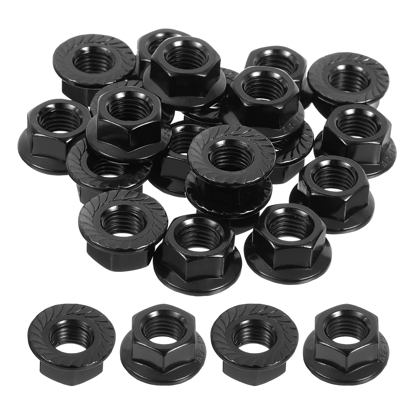 uxcell Uxcell M10x1.25mm Serrated Flange Hex Lock Nuts, 20Pcs Hexagon Flange Nut, Black