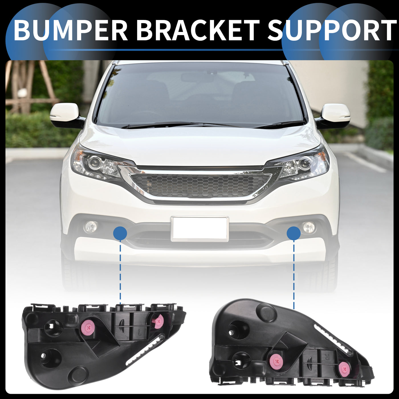 INFINAUTO Bumper Support Bracket, Left and Right Side Front Bumper Retainer Bracket Hold Mount No.521150K180/521160K180 for Toyota Hilux 2016-2022 ABS Plastic Black, 1 Pair