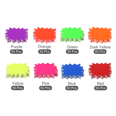 Harfington Blank Star Sale Signs Price Tags Fluorescent Star Pricing Labels 90x70 mm 8 Colors for Retail Sales Pricing, Pack of 400