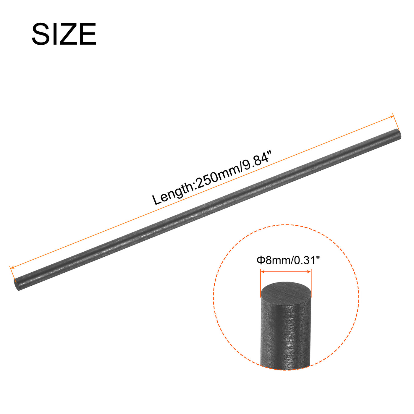 Harfington Graphite Rod, Graphite Stirring Rod Cylinder Stick Carbon Rod 250x8mm 1pcs