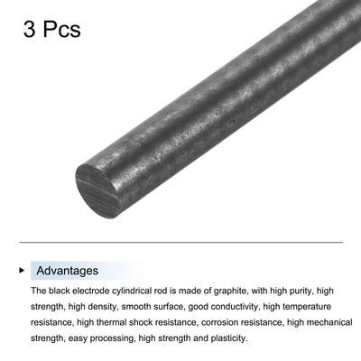 Harfington Graphite Rod, Graphite Stirring Rod Cylinder Stick Carbon Rod 250x10mm 3pcs