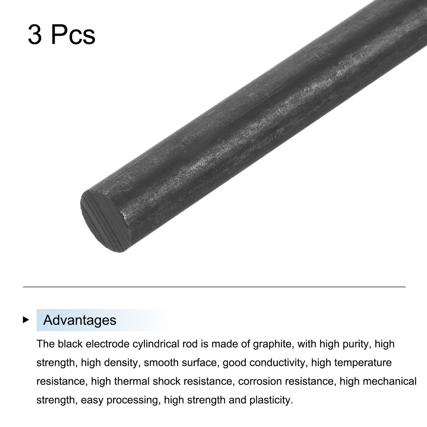 Harfington Graphite Rod, Graphite Stirring Rod Cylinder Stick Carbon Rod 250x11mm 3pcs