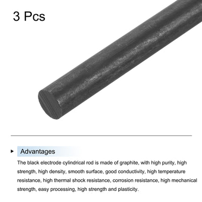 Harfington Graphite Rod, Graphite Stirring Rod Cylinder Stick Carbon Rod 250x11mm 3pcs