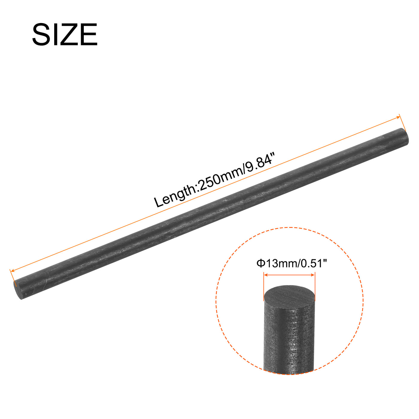 Harfington Graphite Rod, Graphite Stirring Rod Cylinder Stick Carbon Rod 250x13mm 1pcs