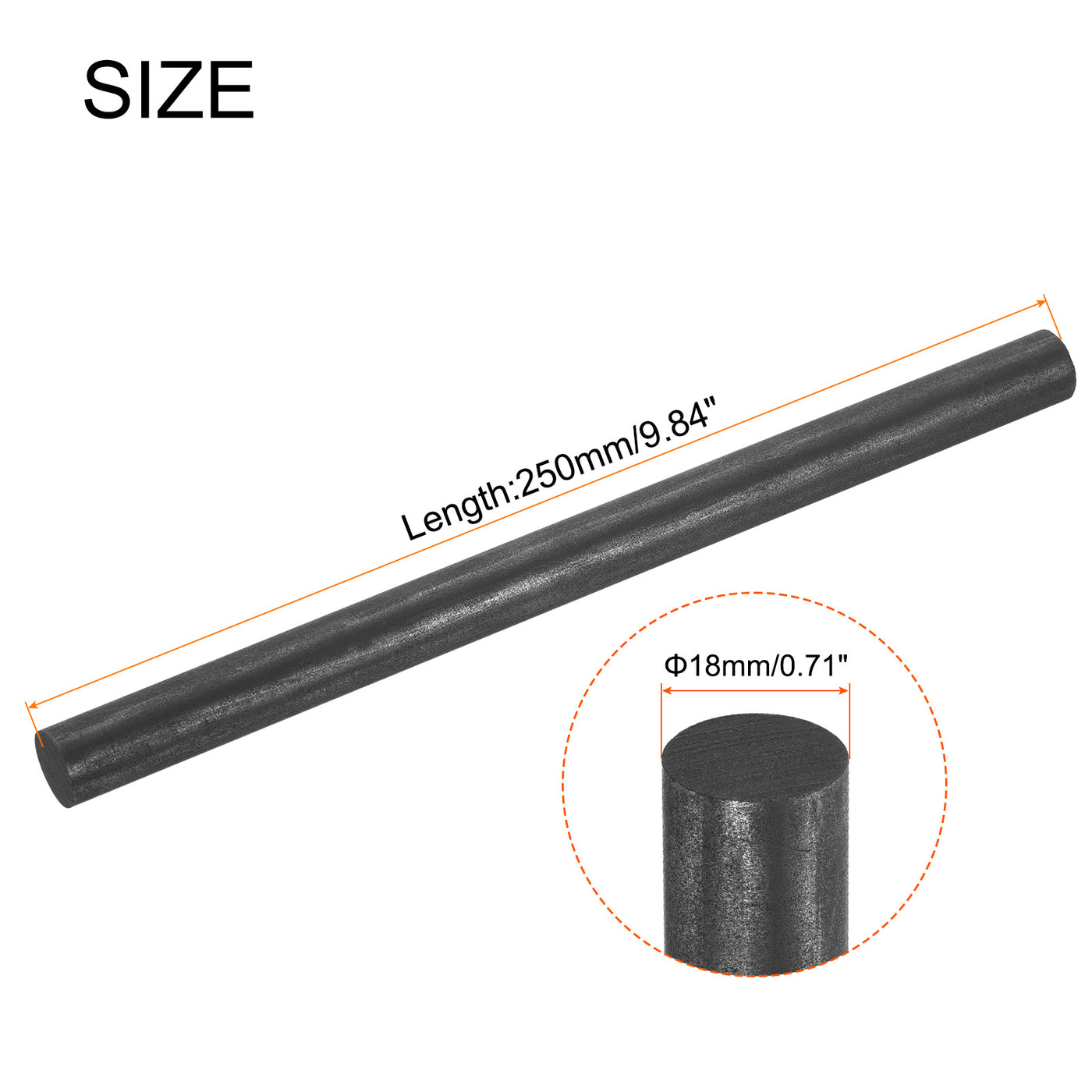 Harfington Graphite Rod, Graphite Stirring Rod Cylinder Stick Carbon Rod 250x18mm 3pcs