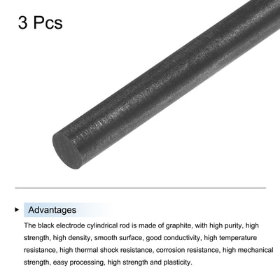 Harfington Graphite Rod, Graphite Stirring Rod Cylinder Stick Carbon Rod 305x6mm 3pcs