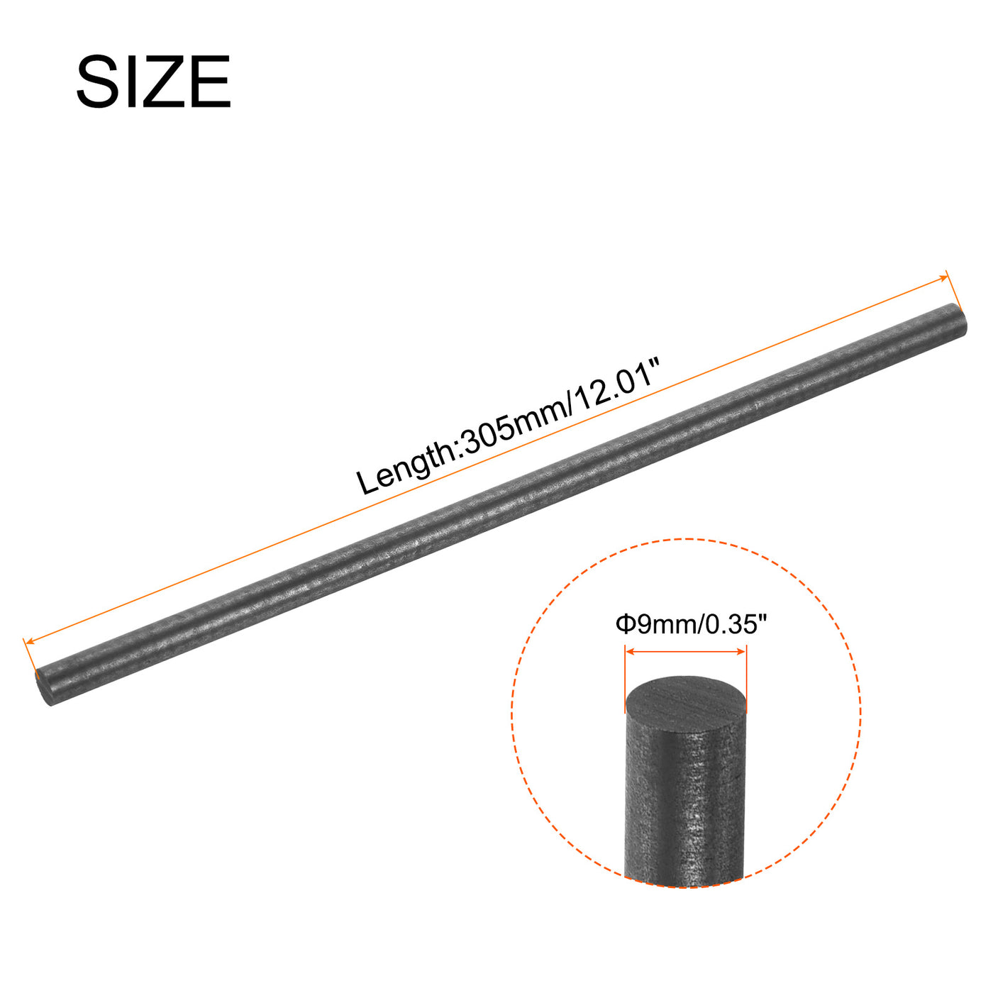 Harfington Graphite Rod, Graphite Stirring Rod Cylinder Stick Carbon Rod 305x9mm 2pcs