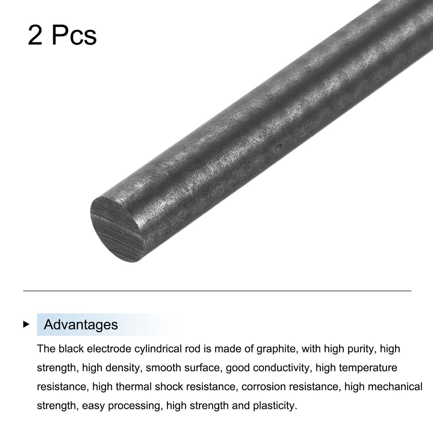 Harfington Graphite Rod, Graphite Stirring Rod Cylinder Stick Carbon Rod 305x10mm 2pcs