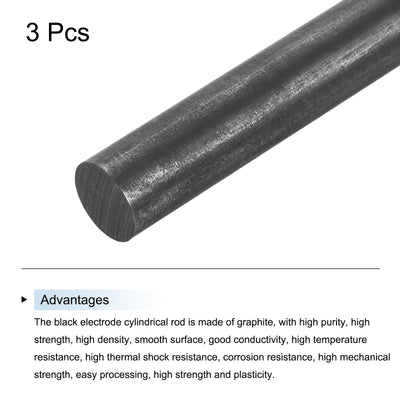 Harfington Graphite Rod, Graphite Stirring Rod Cylinder Stick Carbon Rod 305x14mm 3pcs