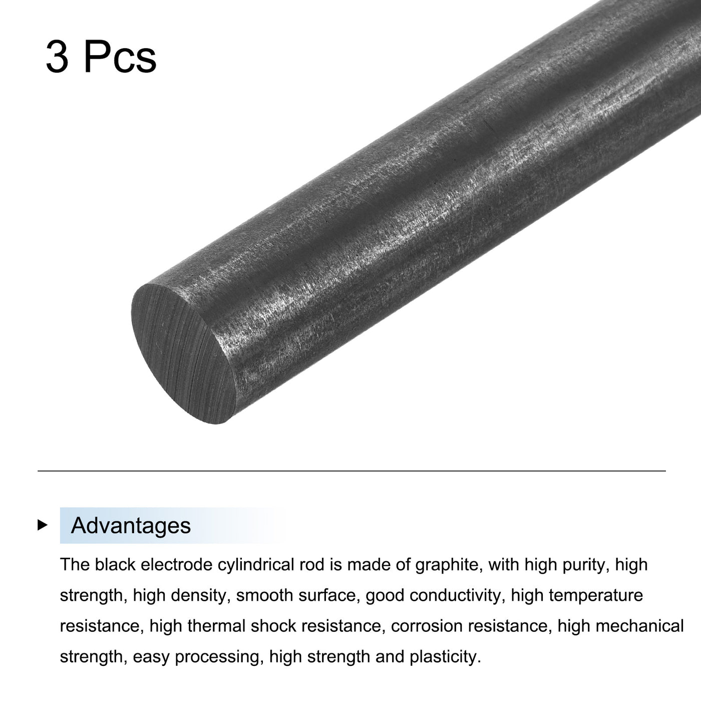 Harfington Graphite Rod, Graphite Stirring Rod Cylinder Stick Carbon Rod 305x16mm 3pcs