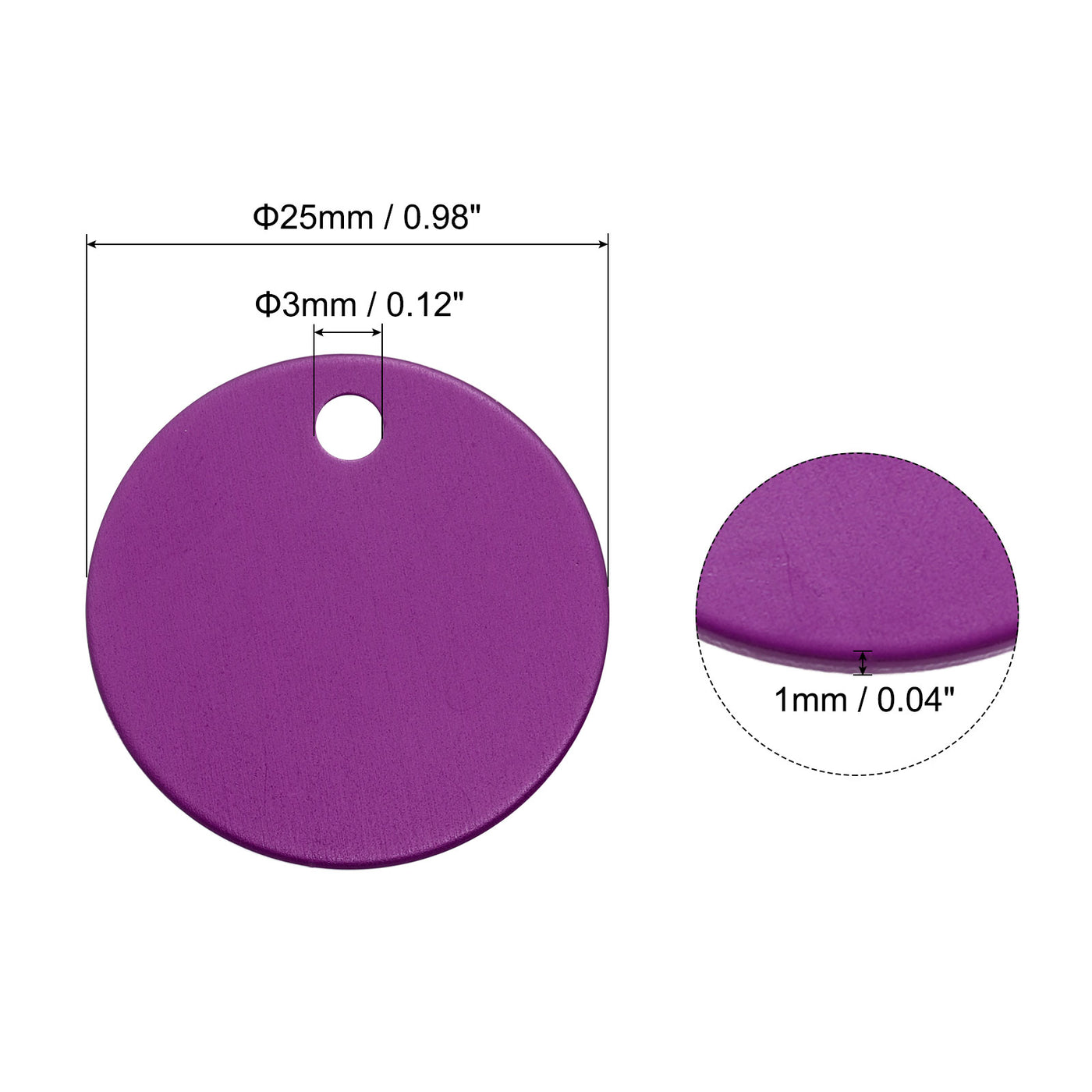 Harfington Metal Stamping Tags,Round Purple Stamping Blanks for Pet Jewelry Making 10Pcs