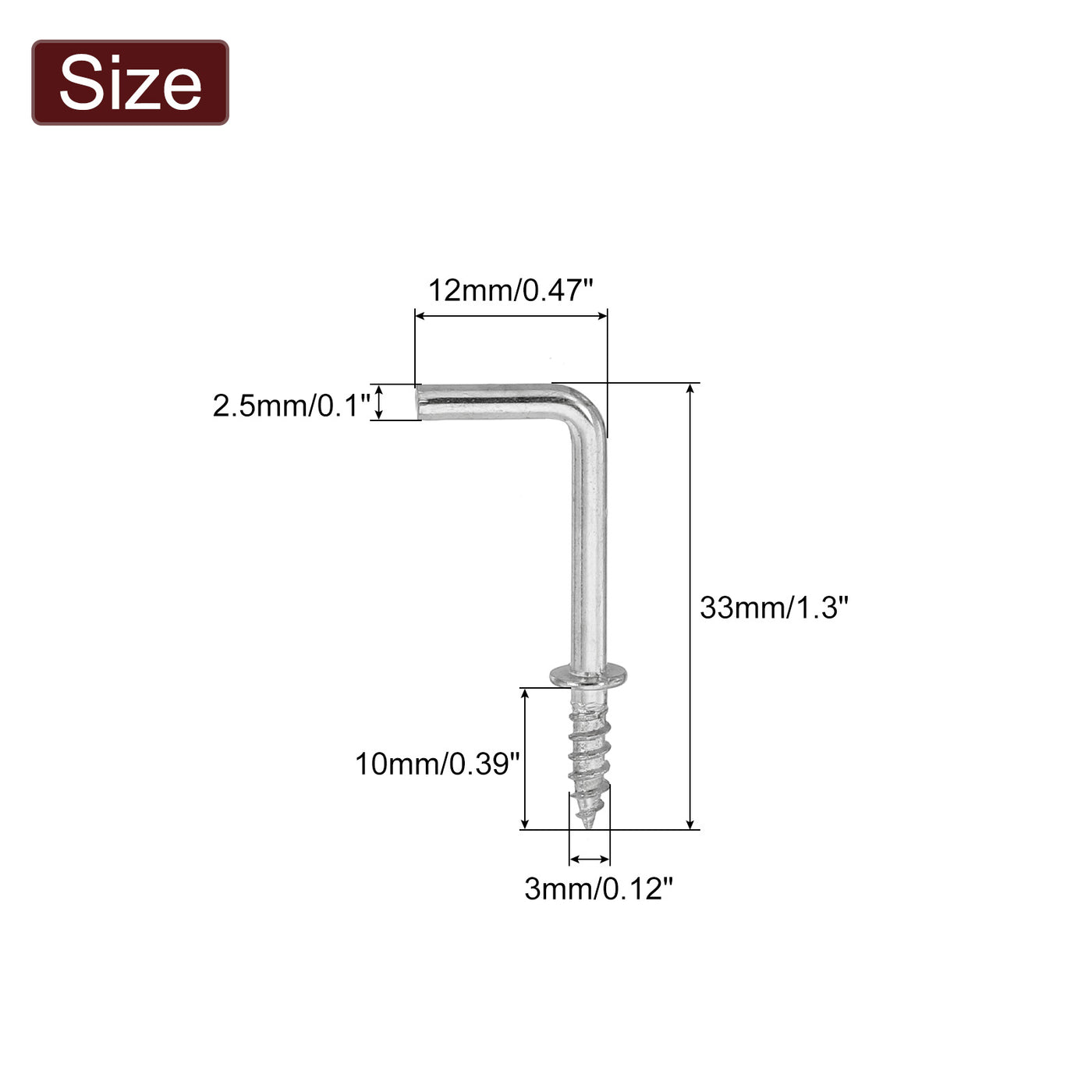 uxcell Uxcell Right Angle Hooks, 40Pcs 7/8" L Shaped Screw Hooks Screw in Hooks, 7 Shape Right Angle Metal Screw Hooks for Hanging, Silver